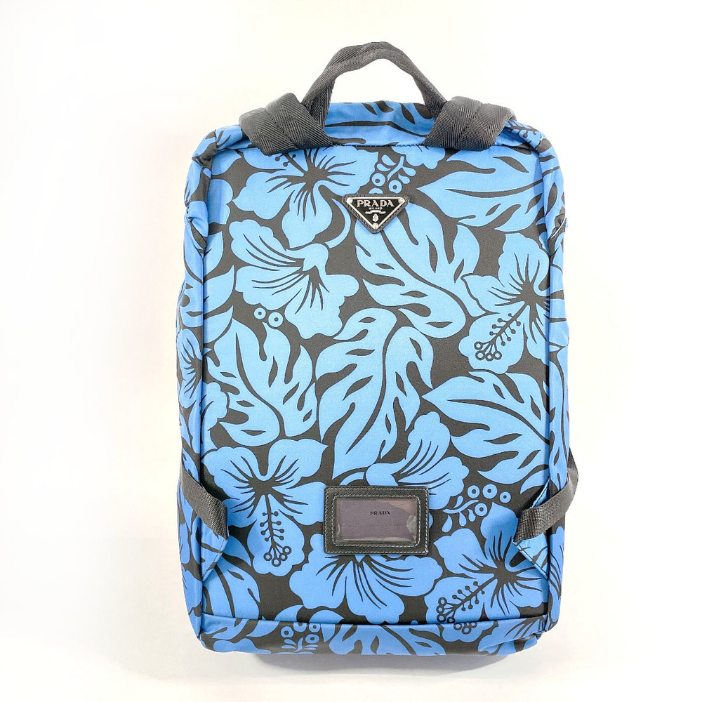 Prada Hibiscus Pattern Backpack Nylon Blue - image 3